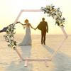 7.4 FT Wooden Wedding Arch Rustic Hexagonal Wood Backdrop Flower Display Stand for Ceremony Garden Arch Photo Backdrop Party