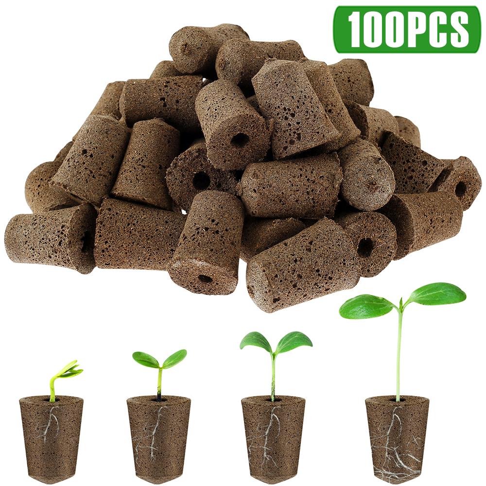 50/100 Pack Seed Starter Sponges Professional Hydroponics Sponges Kit Eco-Friendly Replacement Root Growth Sponges for Garden