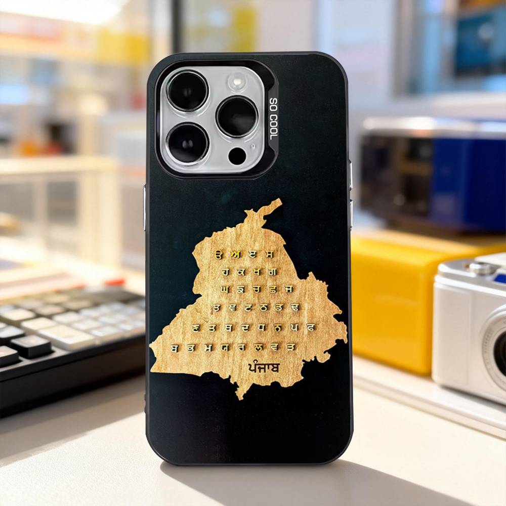 Painting Punjab Map Art Phone Case For iPhone 11,12,13,14,15,16,17,Pro,Max,Plus,E,Air,Mini IMD Matte Black