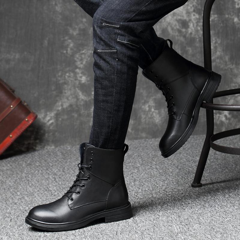 Мужская обувь ручной работы Зимние повседневные мотоботы Ботинки из натуральной кожи Высококачественные мужские ботинки Теплая зимняя обувь Мужская