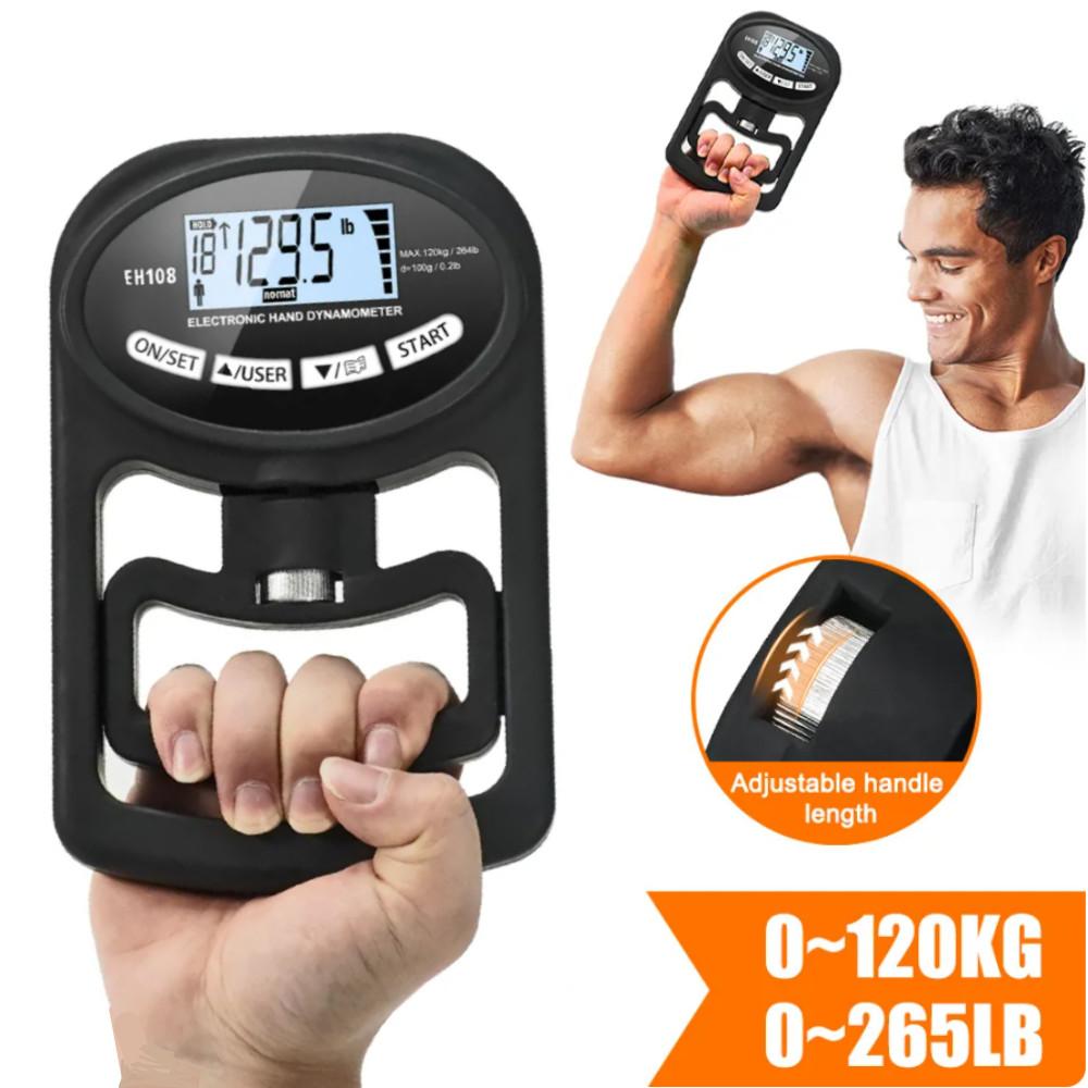 265 фунтов/120 кг Цифровой ручной динамометр USB ЖК-экран Тестер силы хвата руки Силовая тренировка Спортивный измеритель силы хвата