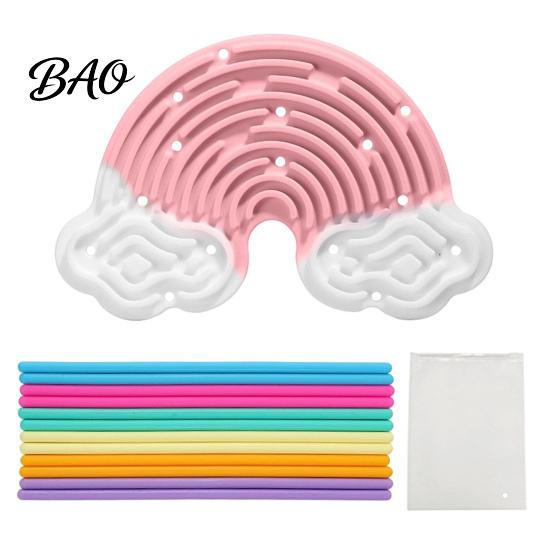 Silicone Sensory Board Activity Board, Christmas Tree Rainbow Ice Stick French Fries Strips with Strings, Silent Fidget Toy for Stress Relief