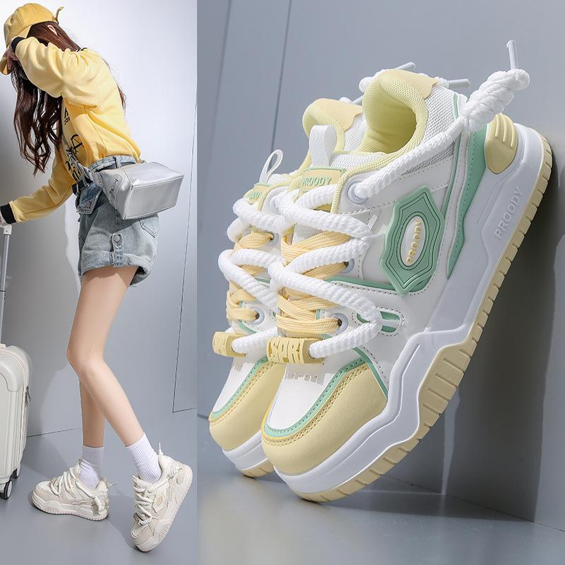 Женские повседневные кроссовки на толстой платформе со шнуровкой, нескользящие, для ходьбы, из искусственной кожи, удобные спортивные теннисные туфли для тренировок, женские дышащие кроссовки