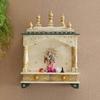 Embossed Painted Wood Mandir: Antique Finish Wall Shrine