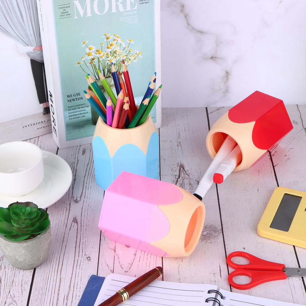 6Pcs Pencil Shaped Pen Holders Pencil Storage Organizer Cute Desktop Pen Cup
