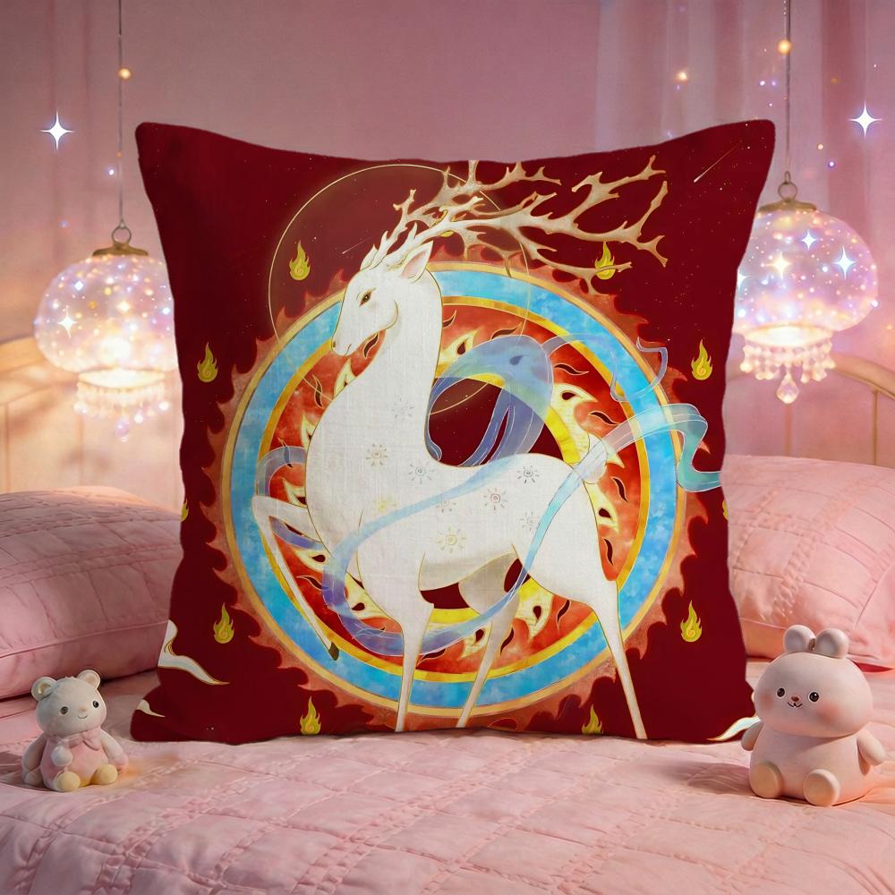 Fantasy NineColored Deer Cushion Cover Premium Comfort Reversible Pillow Cove Two in One Design for Any Room Car Interior