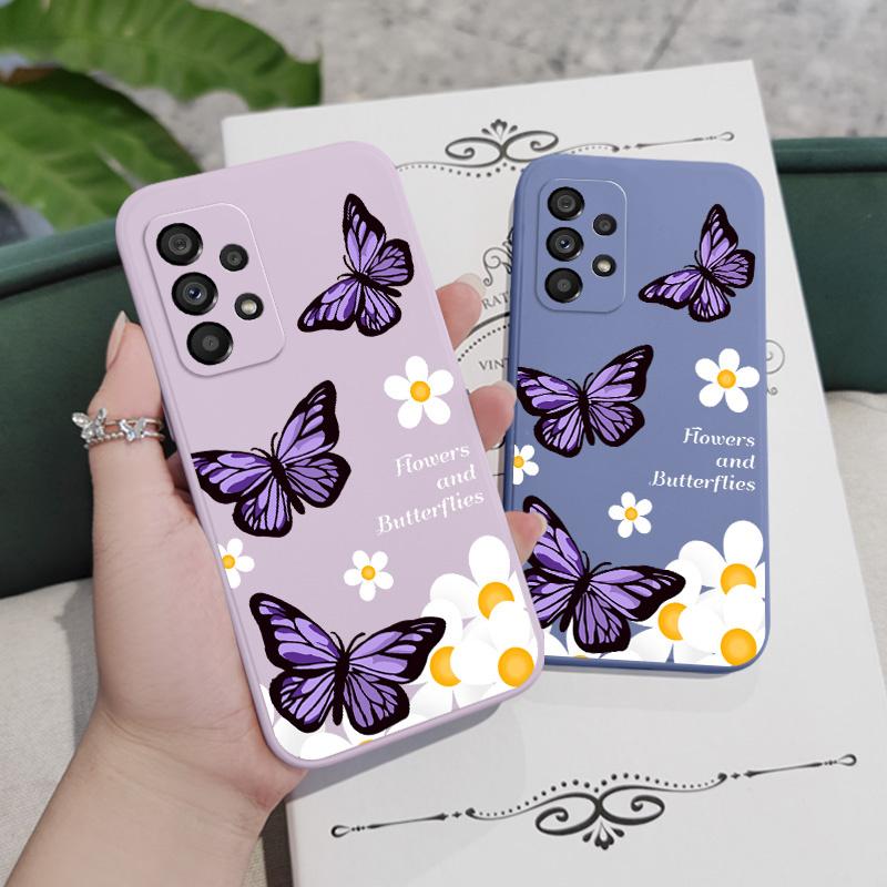 Garden Butterflies Phone Case For Samsung A54 A34 A24 A14 A73 A53 A33 A23 A13 A03 A04 A72 A52 A52S A32 A22 A12 A71 A51 4G 5G