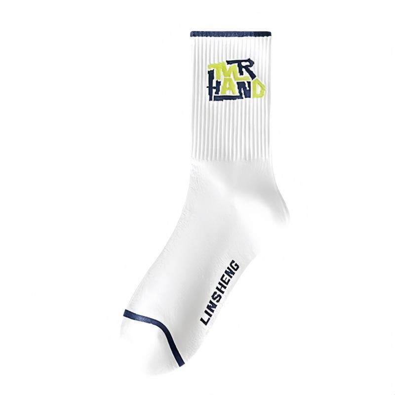 2024 Men's Mid-Calf Odor-Resistant Cotton Basketball Socks - White, Teen Style