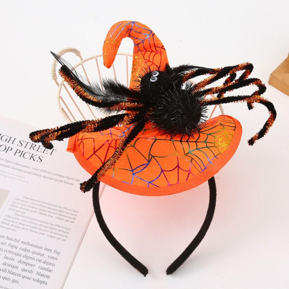 Spider Halloween Witch Hat Headband Sequin Cone Hat Hair Hoop Halloween Party Hair Band Kids
