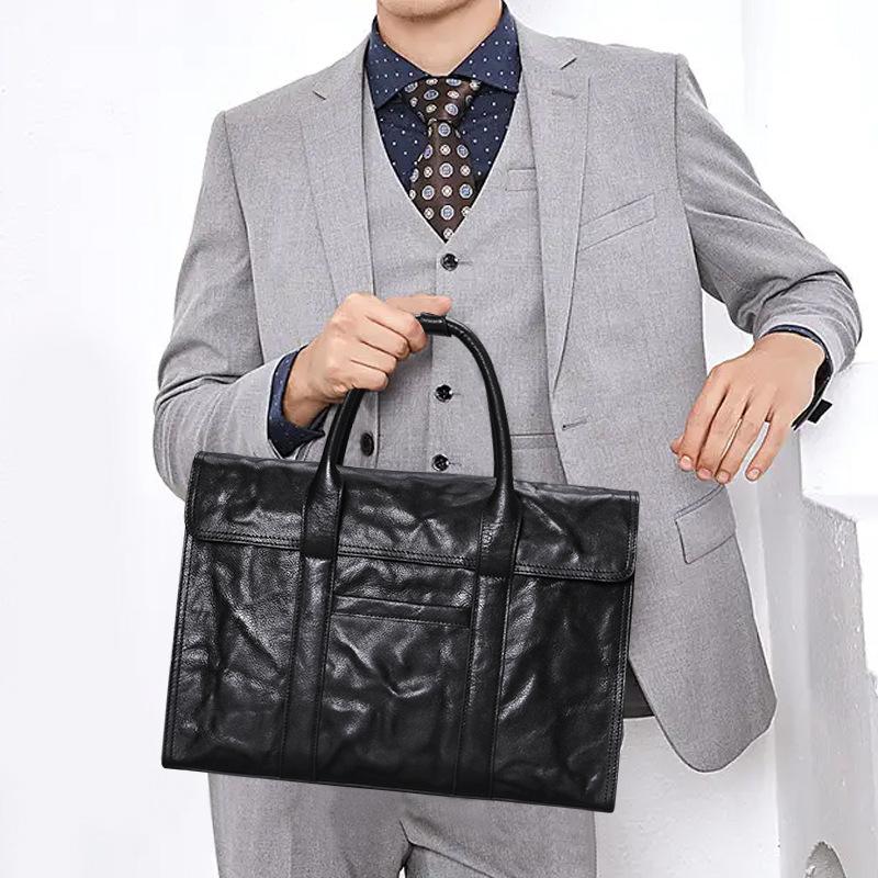 Мужская сумка из натуральной кожи Мужская сумка-портфель из натуральной кожи большой вместимости