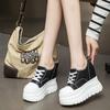 Fashion High Quality 12cm Synthetic Genuine Leather Boot Ankle Women Autumn Spring Cowboy Platform Wedge High Brand Chunky Sneaker Shoes