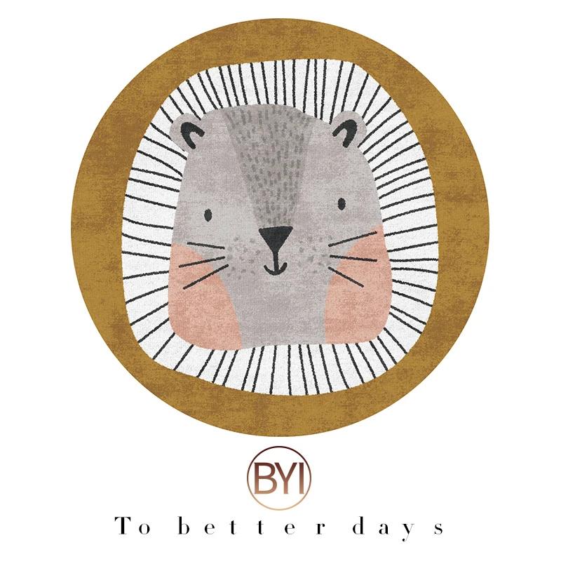 Мультяшные ковры для гостиной, милый декор для спальни, круглые коврики, нескользящий напольный коврик для стула, прикроватный ковер для детской комнаты, ковер для кабинета