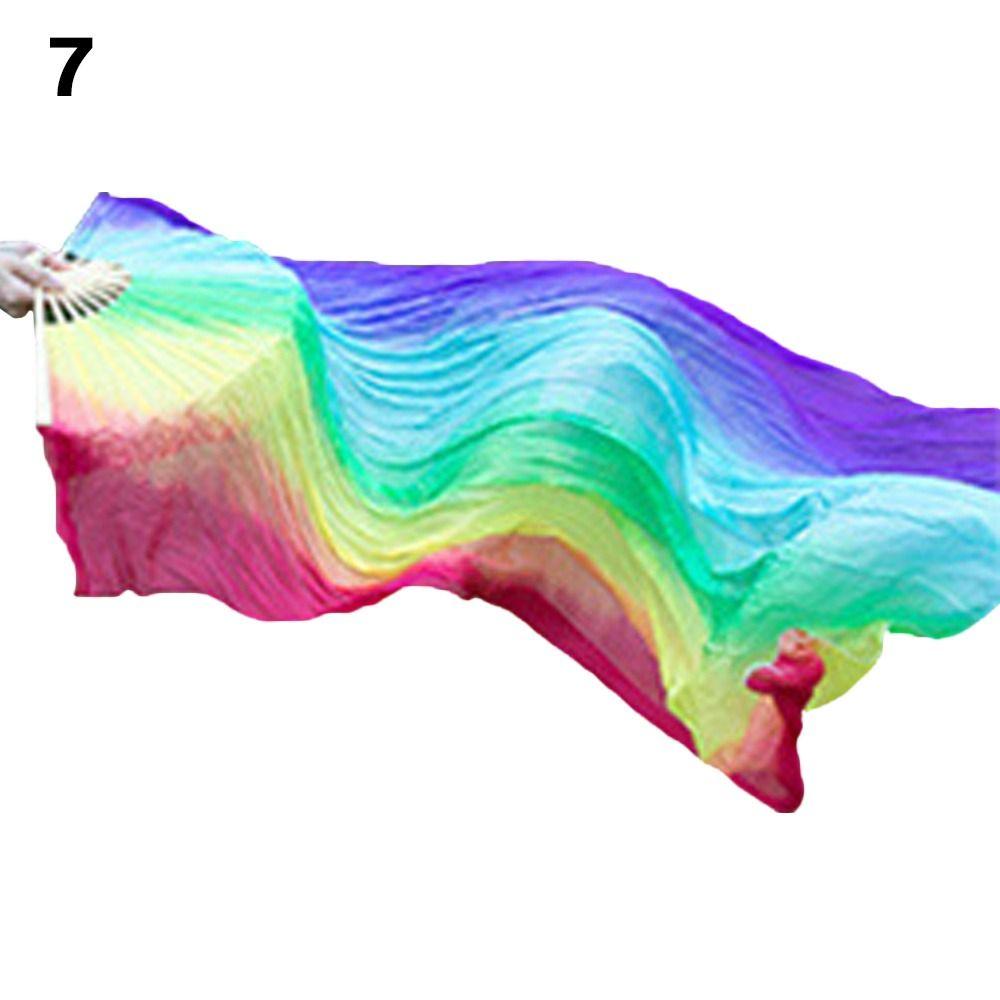 150см Танцевальные Практические Градиентные Цветные Длинные Шелковые Веера Шелковые Веера Танец Живота Веер из Вискозного Шелка