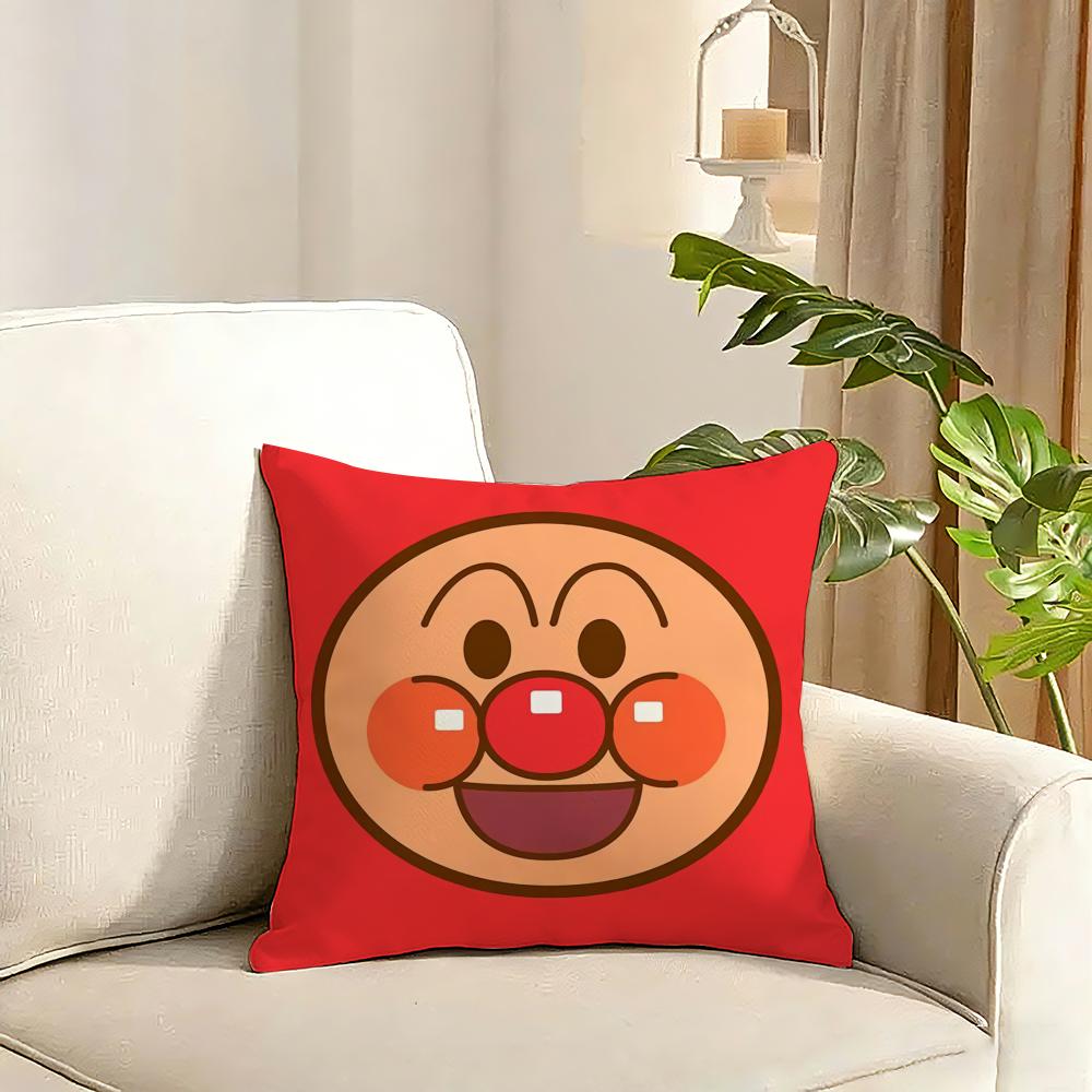 Anime Kawaii AAnpanman Cushion Cover Reversible Plush Pillow Cover Soft Fluffy Home Decor for Sofa Bedroom