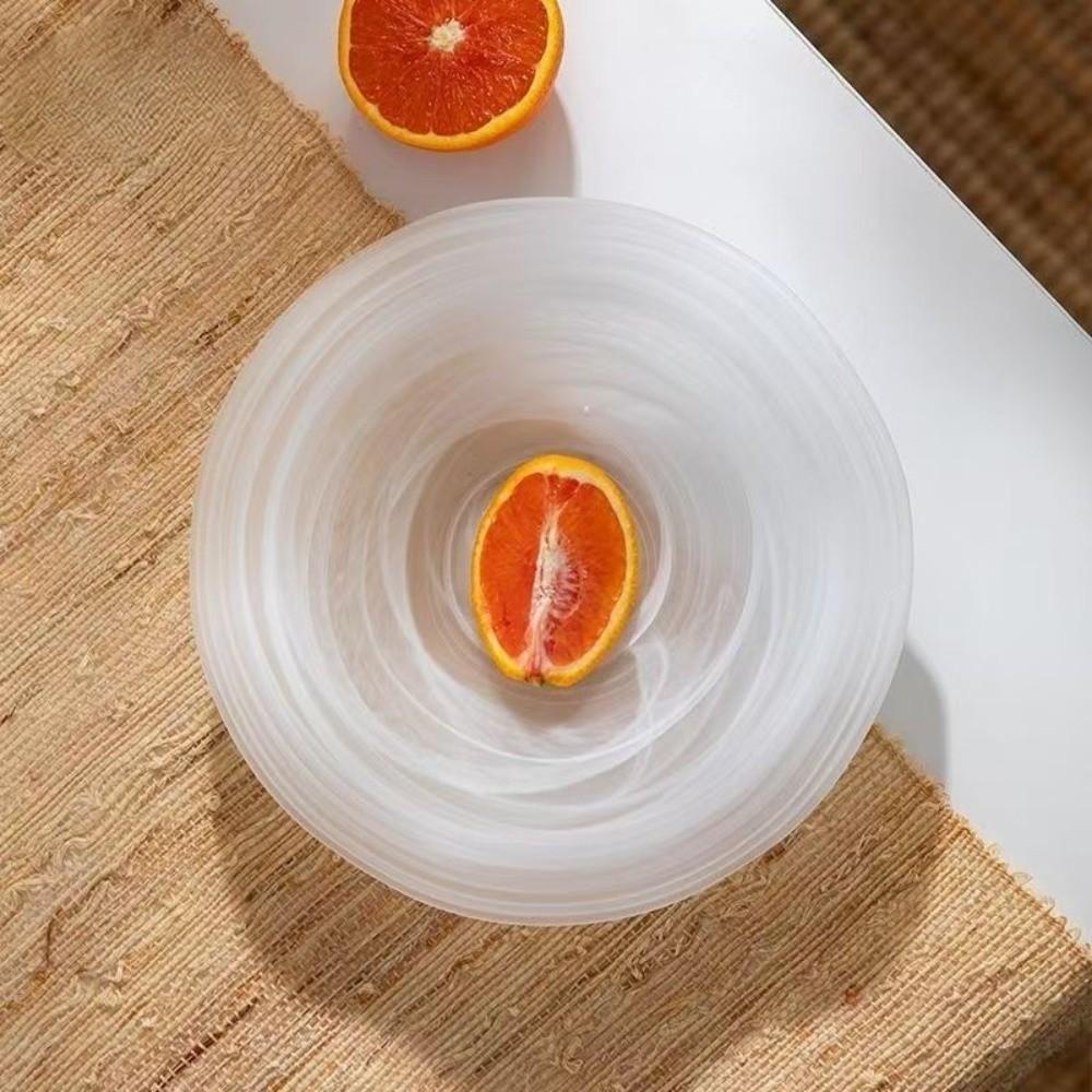 Frosted Texture Fruit Salad Bowl Irregular Dessert Plate Straw Hat Glass Plate  Kitchen Counter