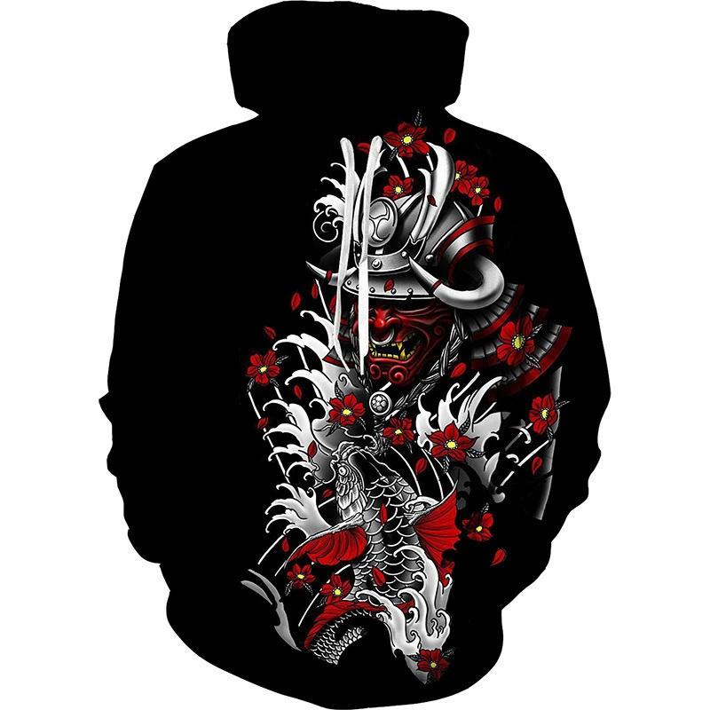 New Hot Anime 3d Hoodies Japanese Samurai Sweatshirt Men And Women Fashion Black Pullover Autumn And Spring Men's Clothing