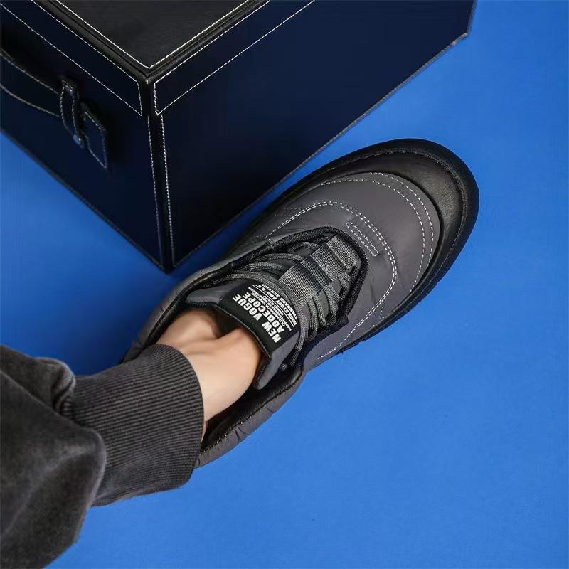 Высокие бархатные мужские туфли зима новые для улицы досуга теплые хлопковые кожаные туфли водонепроницаемые и морозостойкие рабочие средства защиты труда зимние ботинки