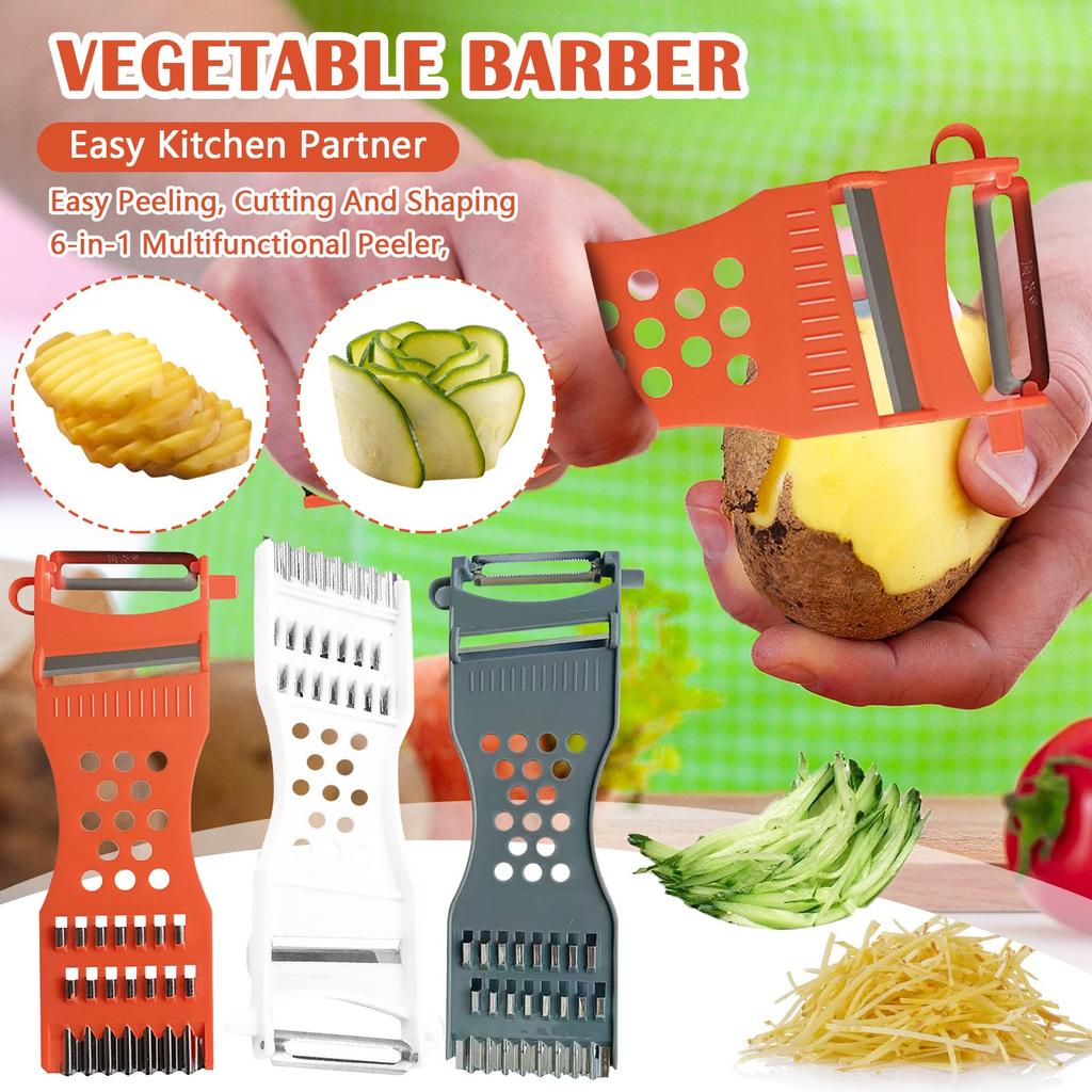 Vegetable Barber, Easy Peeling, Cutting And Shaping, 6-in-1 Multifunctional Peeler, -proof, Sharp, Grater, Can Be Used By Both Hands, Asparagus Peeler