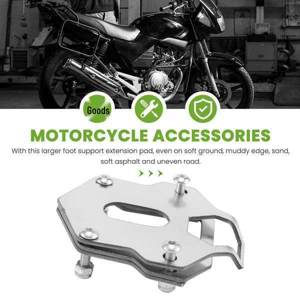Silver Motorcycle Kickstand Pad Side Stand Base Enlarger Accessory