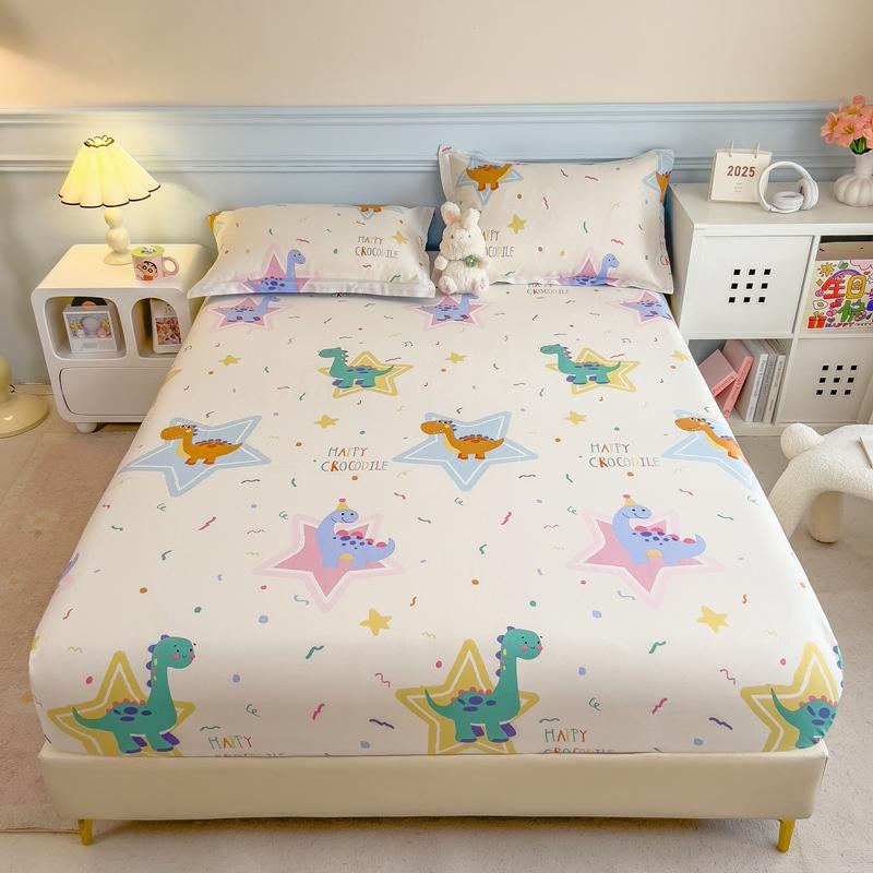 Pure Cotton Bedsheet Cartoon Style Fitted Sheet Queen/King Size Bed Cover Adults Kids Bed Linen Sabanas (Pillowcase Need Order)