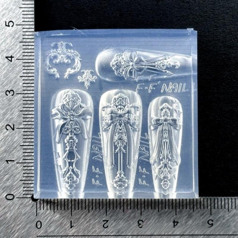 3D Силиконовая Форма для Нейл-арта Рельефный Дизайн Красный Бархатный Бант DIY Декор для Маникюра Прозрачный Шаблон для Маникюра
