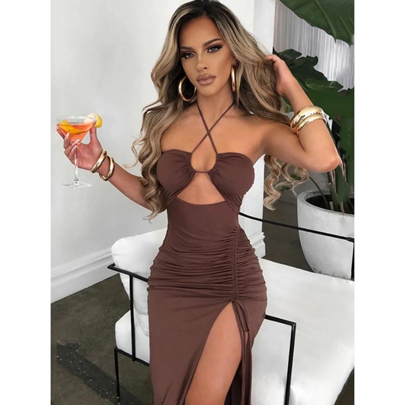 Sleeveless Sexy Female Midi Backless Dresses Slim Night Club Party Women's Dress Bodycon Vestidos Elegantes Para Mujer