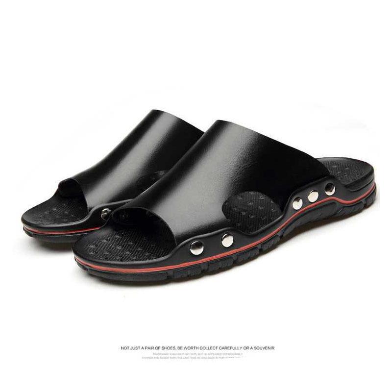 Sandals Men's 2024 New Summer Outdoor Men's Slippers Two-layer Cowhide Polyurethane Outsole Men's Shoes