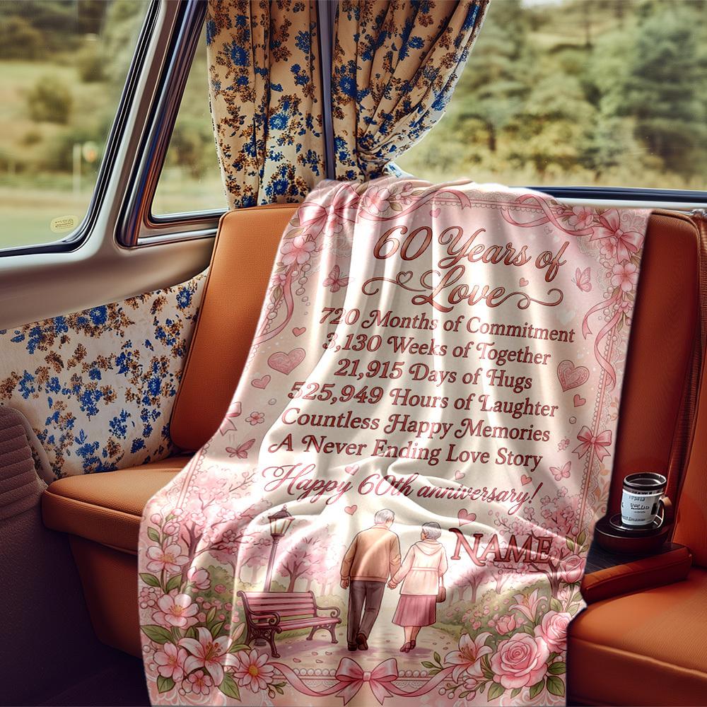 Happy 60Th Birthday Lightweight Blanket Ultrasoft Perfect For Sofa Couch Office Bed Picnics Ideal For All Seasons Playful Design Gifts For Family Or