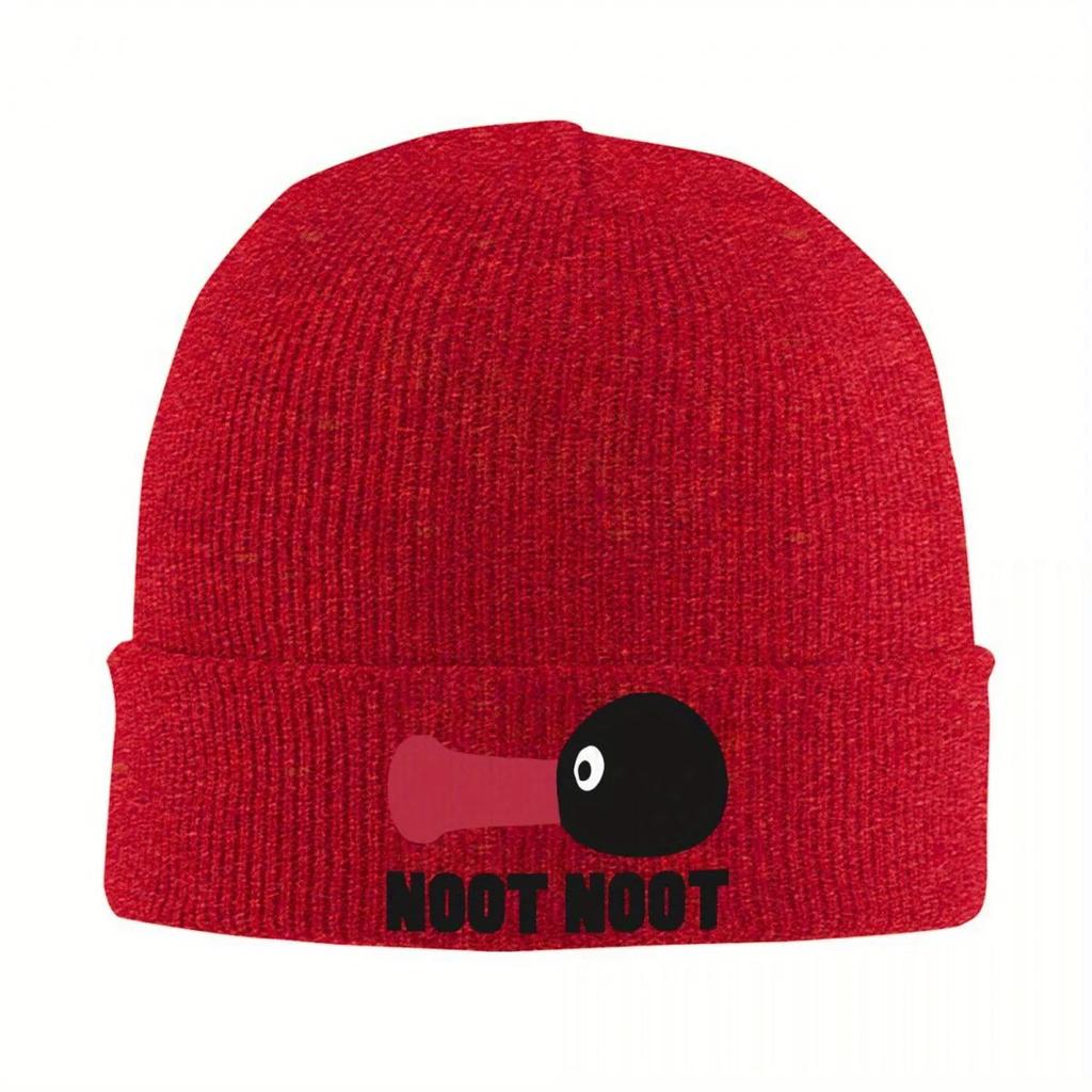NOOT NOOT Pingu Knitted Caps Womens Unisexs Beanie Winter Hats Penguin Meme Funny Cartoon Warm Melon Cap
