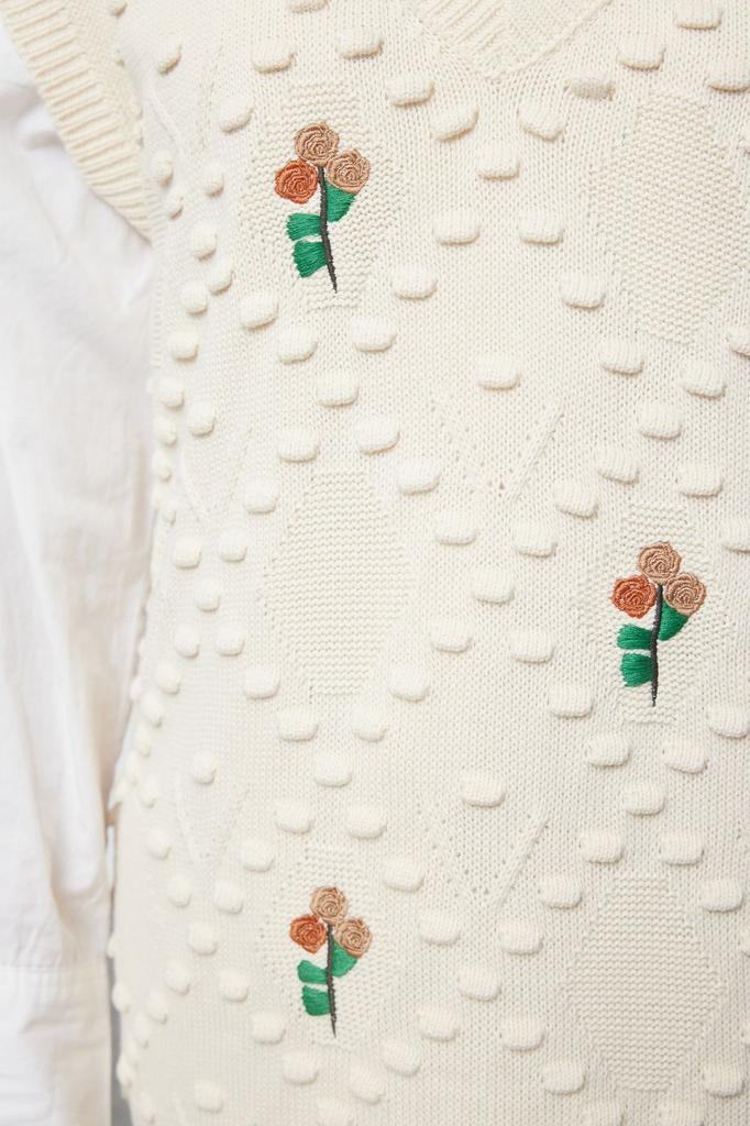 Women's Fashionable Stylish Hijab Sweater Stone Flower Embroidery Knitwear Sweater