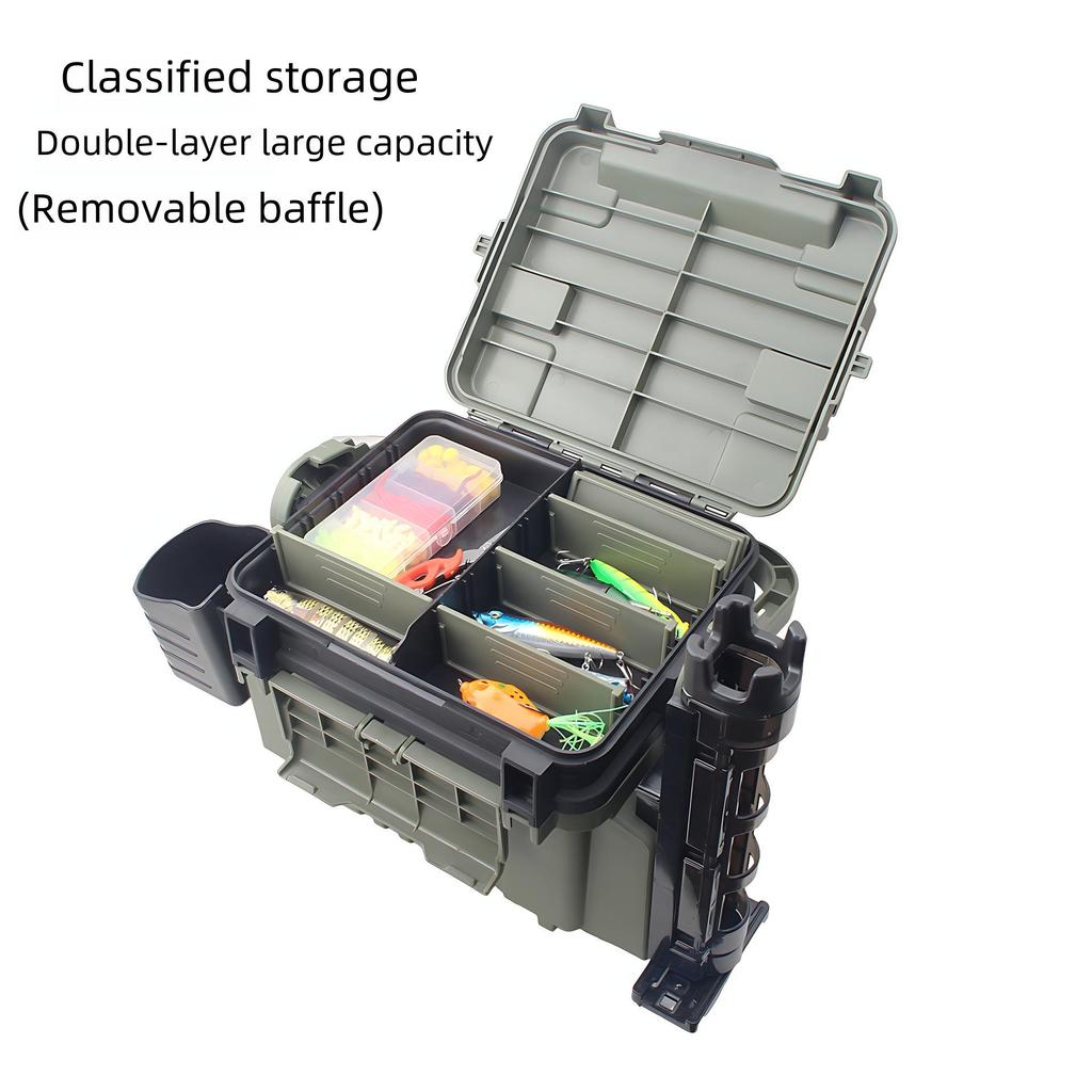 Fishing Lure and Bait Storage Box: Multi-layered, Large Capacity, Reinforced, Suitable for Sea and Rock Fishing.