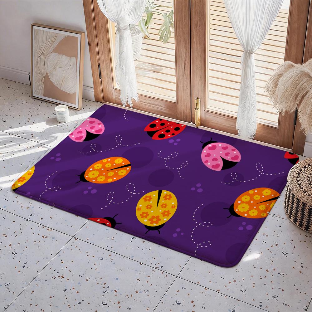 Animal L Ladybug Floor Mat Eco Flannel Doormat Non Slip Odorless Indoor Floor Rug Soft Short Plush Home Mat
