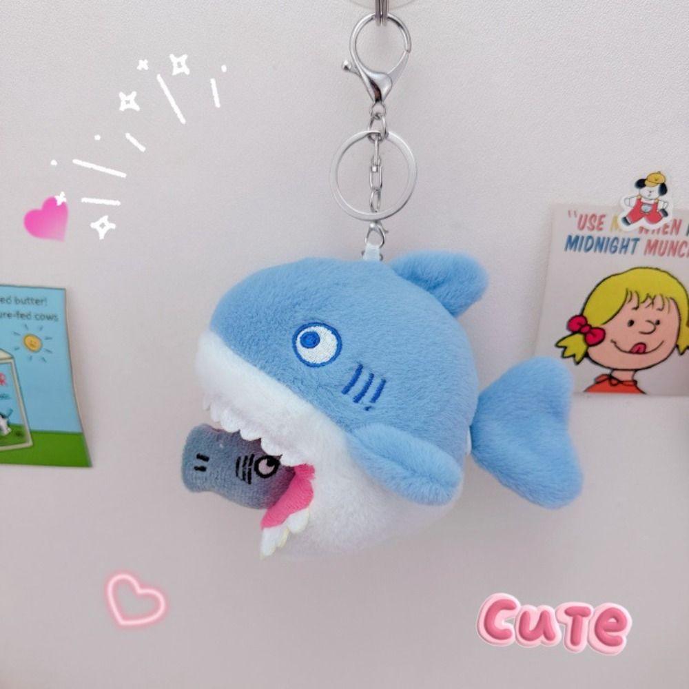 Stuffed Doll Blue Shark Pendant Stuffed Animal Plush Shark Keyring Kids Gifts