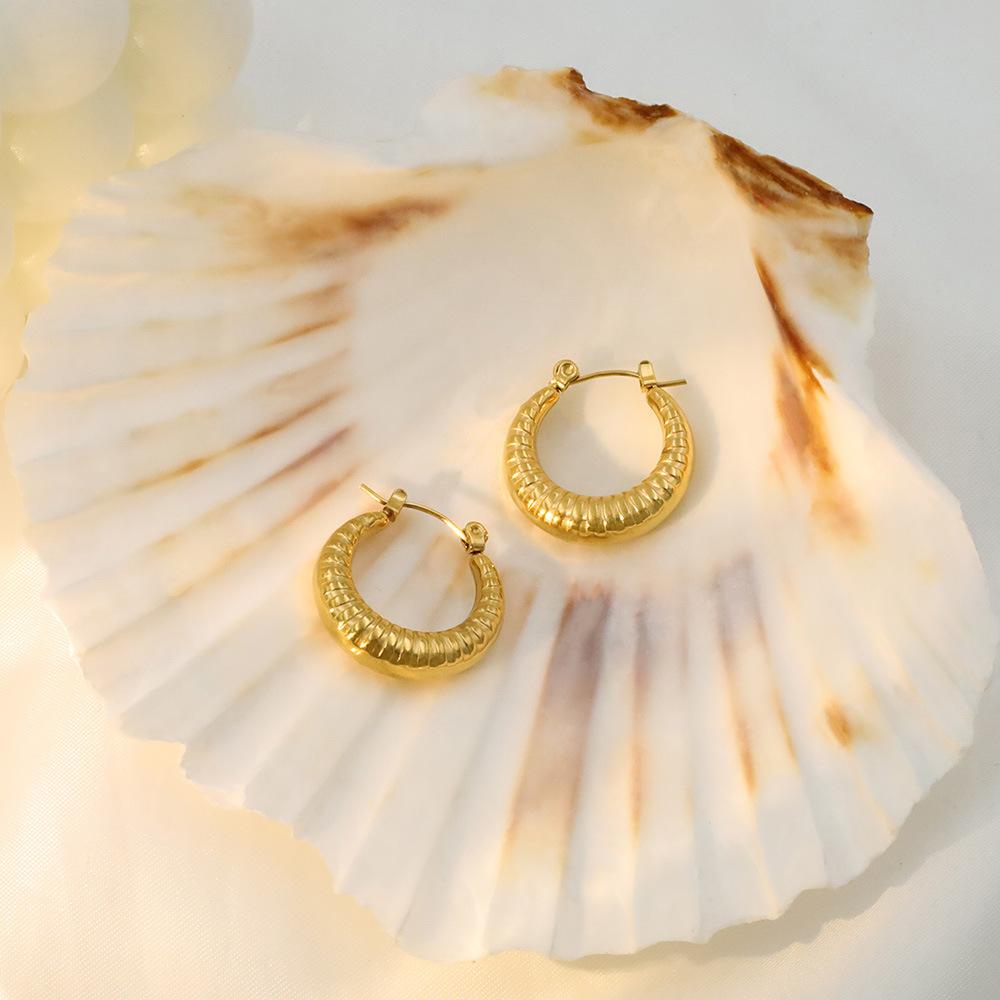 Модные Серьги-Полумесяцы с Резьбой, Легкая Роскошь, Женские, 18K Титановая Сталь, Серьги-Застежки, Продвинутое Чувство, Не Тускнеющие