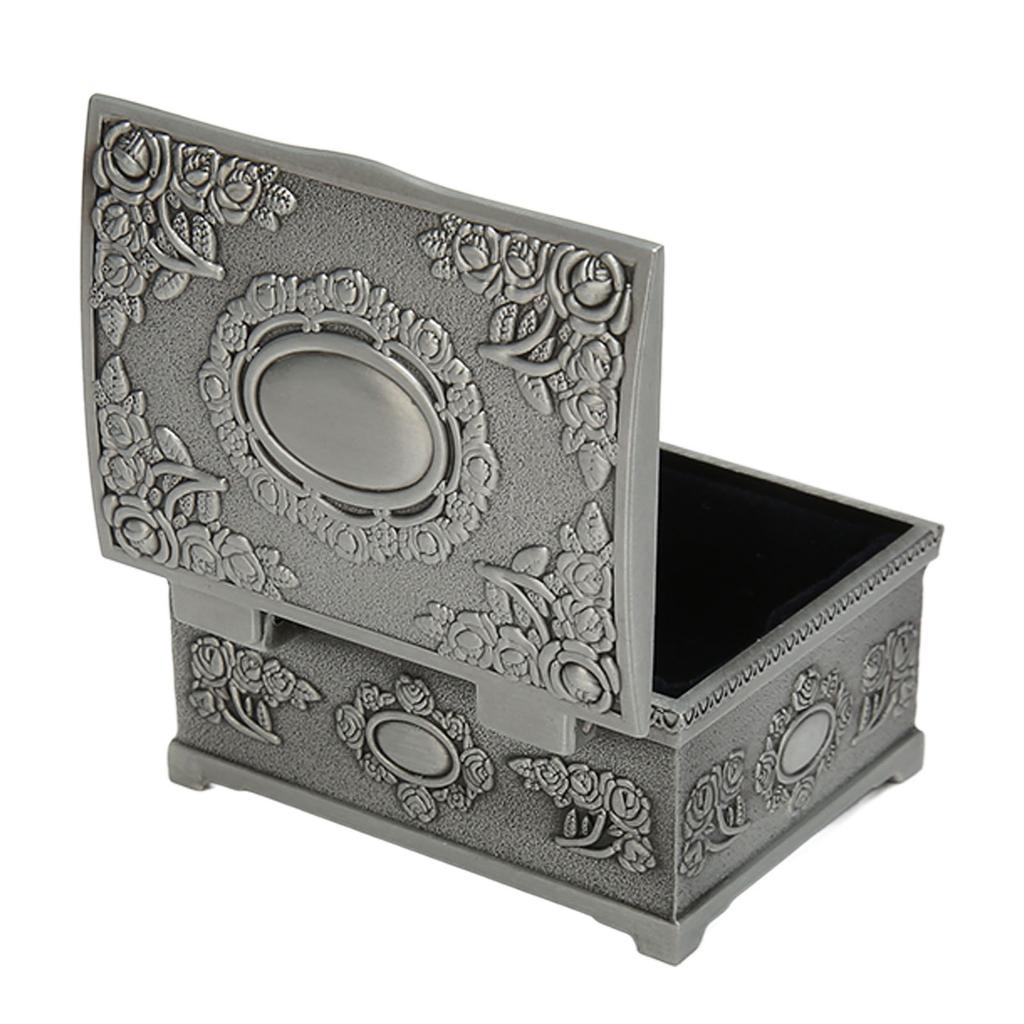 Винтажная шкатулка для украшений, не ржавеющая, устойчивая к выцветанию, из цинкового сплава, с мягким бархатом, декоративная, для сокровищ и безделушек