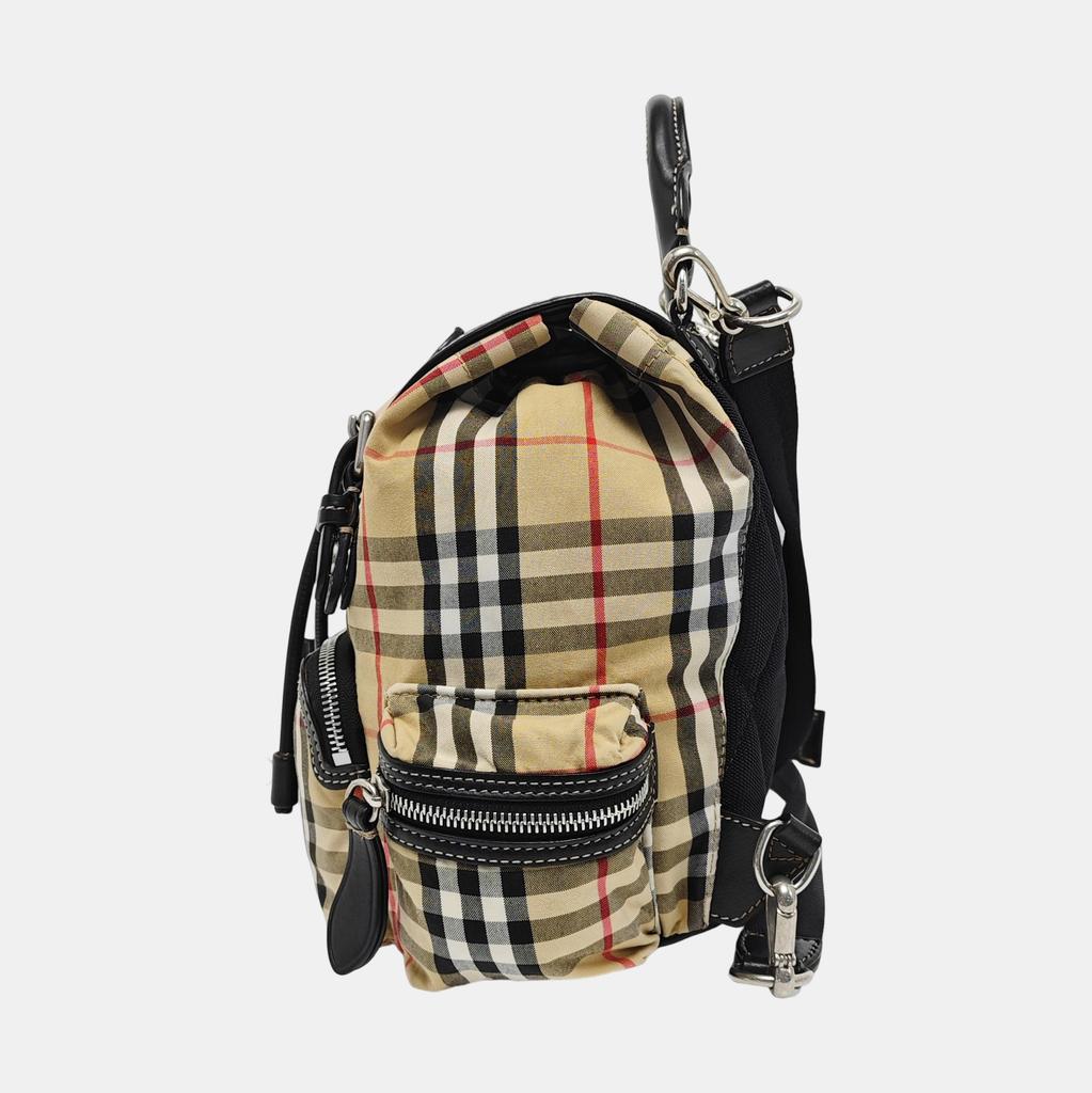 [Pre-Owned] Vintage Check Large Capacity Leather Backpack - Very Good #15AD4F4