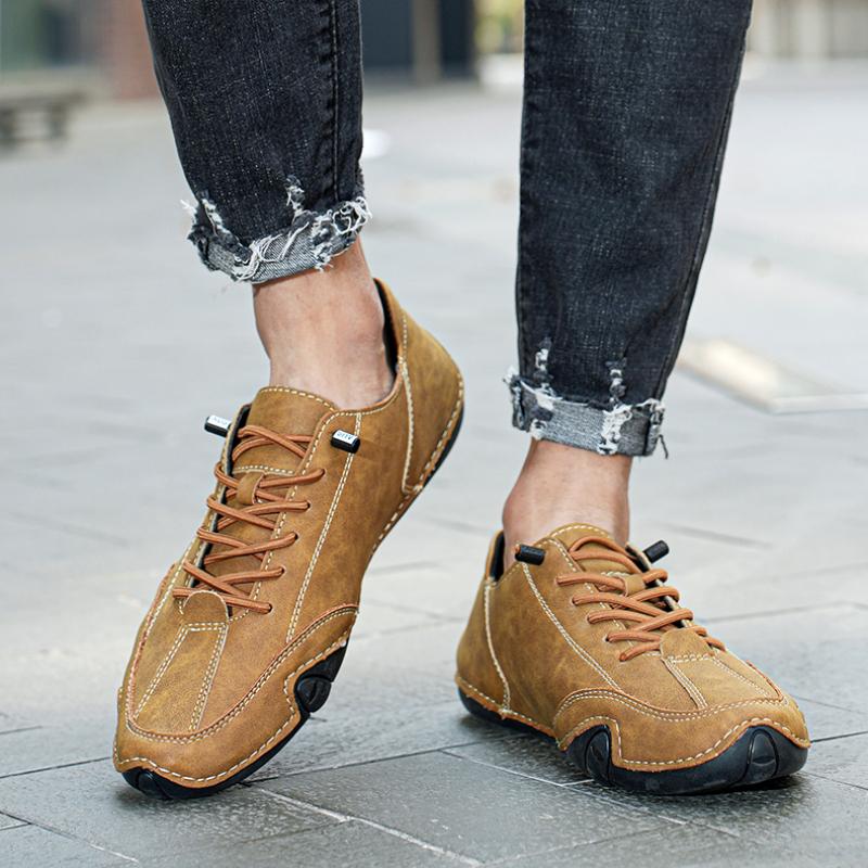 Модная мужская спортивная и повседневная обувь Белая кожа Плоская подошва Студенческая обувь для ходьбы Нескользящая и легкая Обувь для тенниса на одну ногу