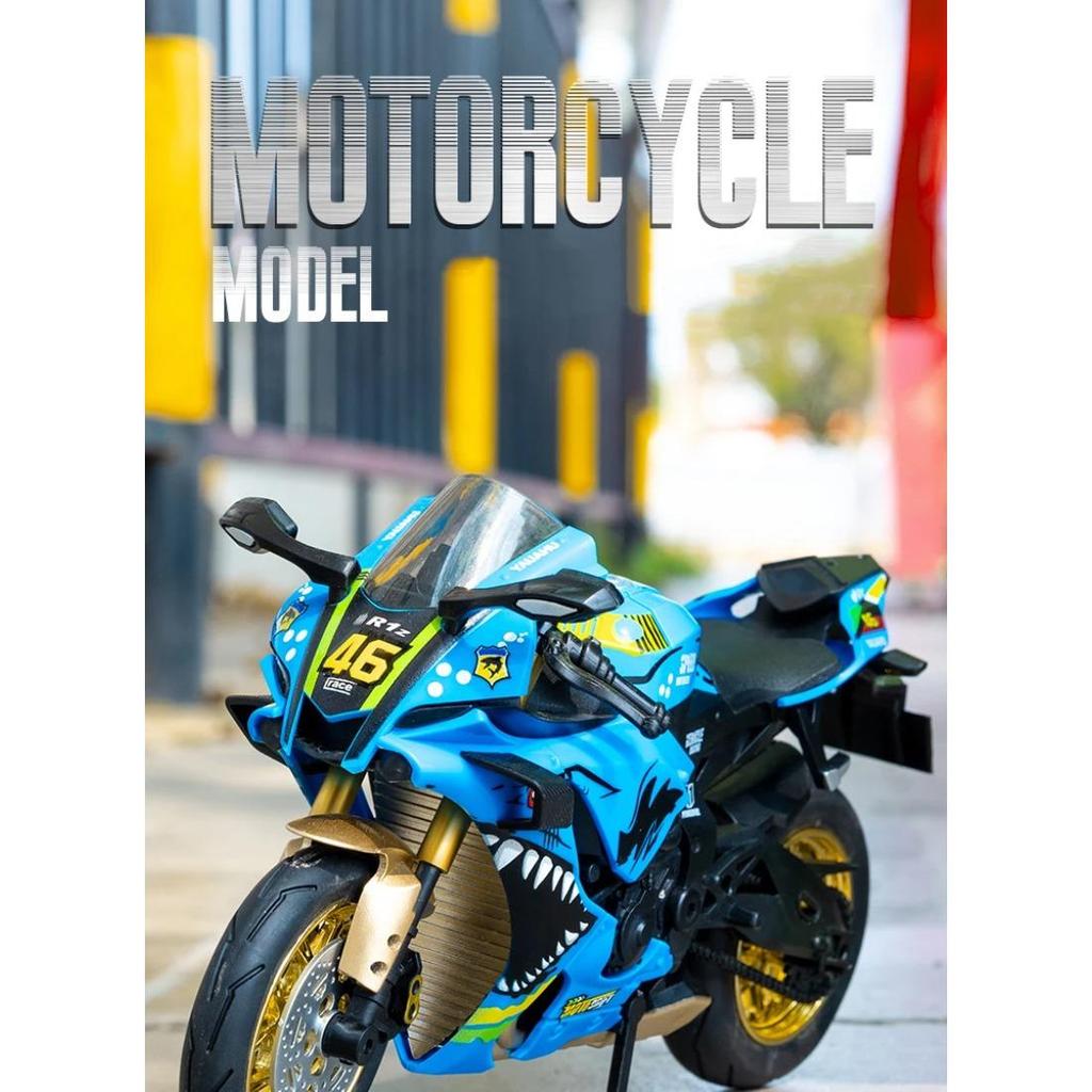 1/10 Yamaha YZF-R1 Сплав Литой Модель Мотоцикла Коллекция Транспортных Средств Звук и Свет Внедорожный Мотоцикл Игрушки Машина