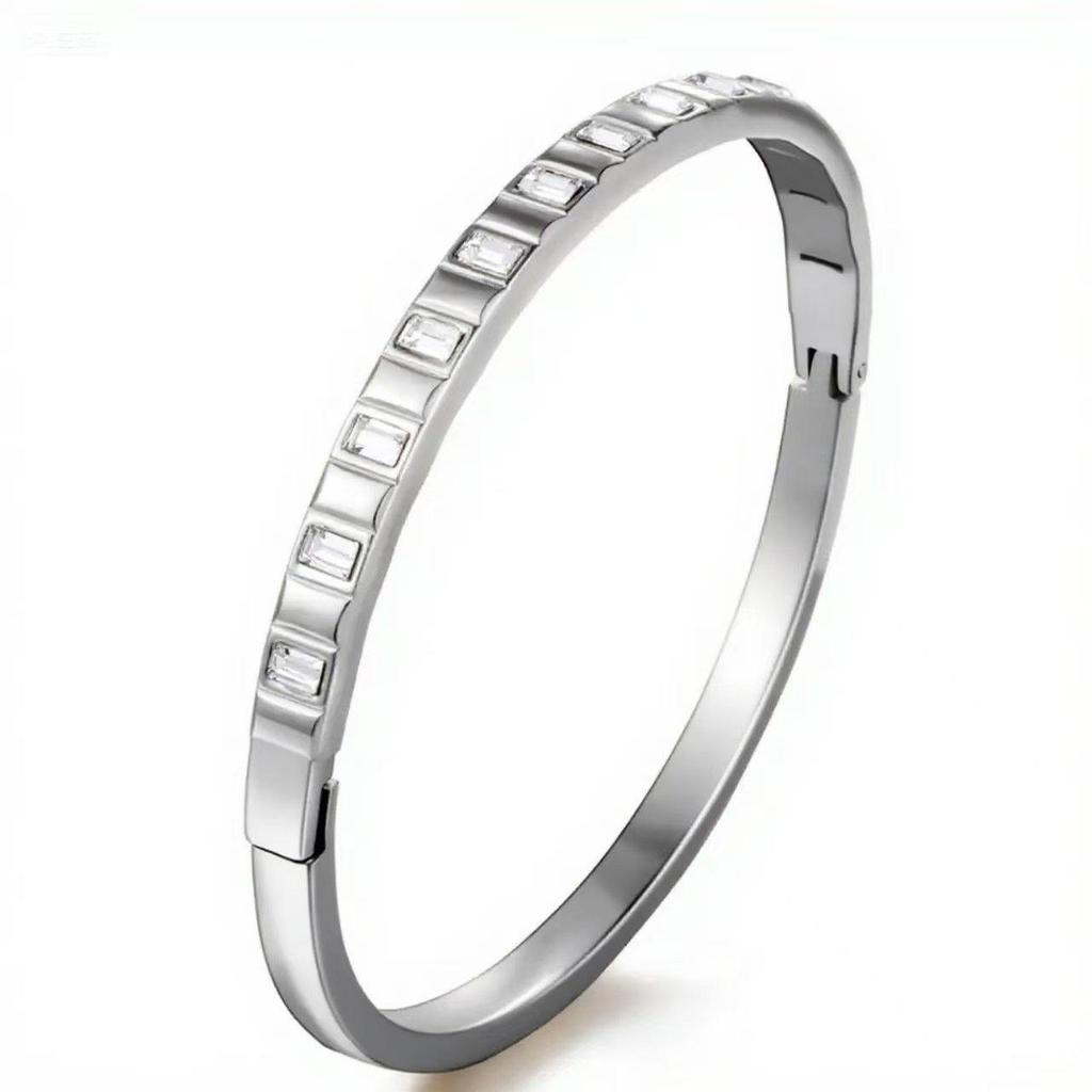 Женский роскошный браслет из нержавеющей стали: Гальванизированный титан, Полная бриллиантовая инкрустация, Европейско-американский стиль