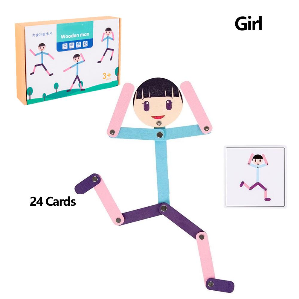 Sport Wooden Man Material DIY Puzzle Toys Boards Educational Game Early Learning Toy for Children Preschool Fine Motor Training