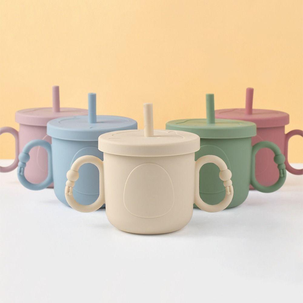 Portable Baby Training Cup Silicone Toddlers Straw Water Bottle BPA Free Toddler Sippy Cups  Kid
