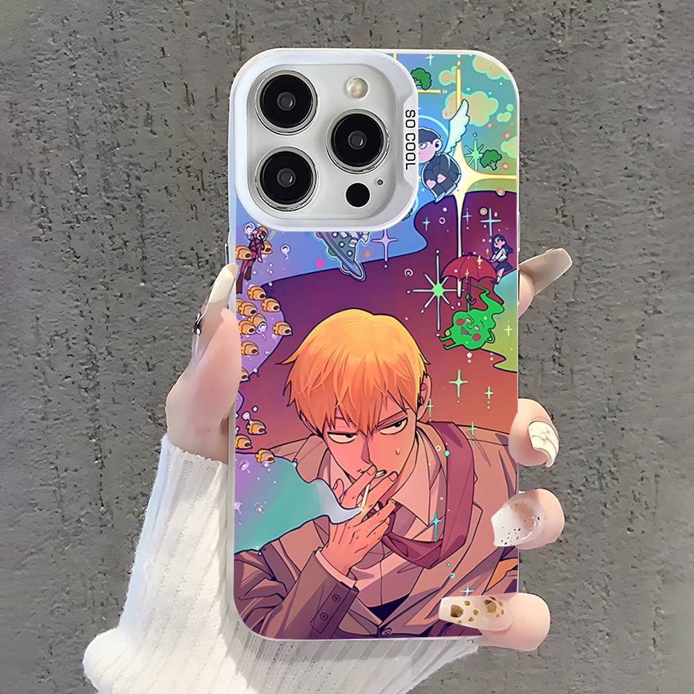 Чехол для телефона Mob P-Psycho 100 для iPhone 17,16,15,14,13,12,11,Pro,XS,Max,Plus,Mini,SE Белый Candy Матовый Ударопрочный Чехол