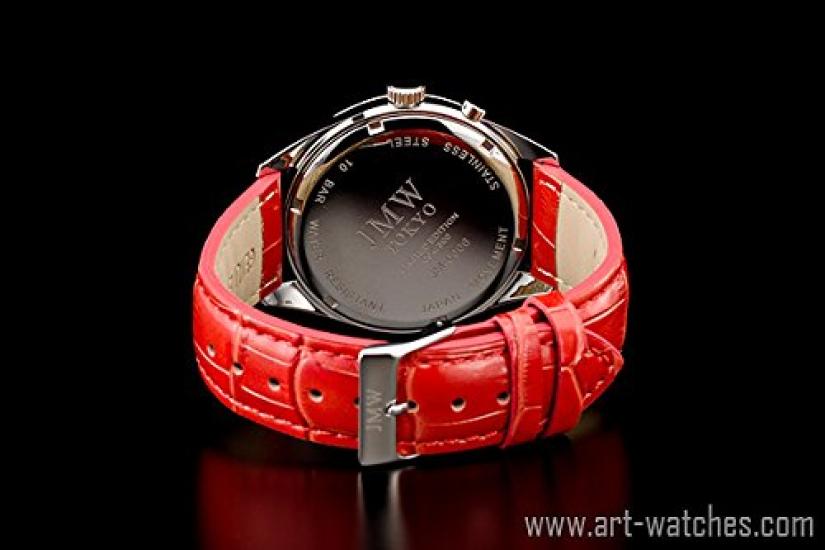 Роскошные часы с фазами Луны. Ремешок из натуральной кожи. Римские цифры. Указатель. Водонепроницаемость 100 м. Тахиметр. Подарок на 300 штук. Подарок на день. Подарок [JMW TOKYO] Мужские.