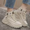 Женские массивные кроссовки на двойной молнии 2025 Зима Толстые плюшевые теплые вулканизированные туфли Женская модная платформа из ПУ кожи Спортивная обувь
