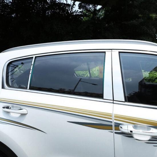 2016- Chevy Malibu Stainless Steel Chrome Window Pillar Post Trims 6pcs For | Silver | Self-Adhesive | 3 Months Manufacturer Warranty | Gloss