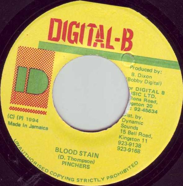 Зажим для 7-дюймовых пластинок Пятно крови НЕТ DigitalB 1994 Ямайка Регги Ска Даб Б/У