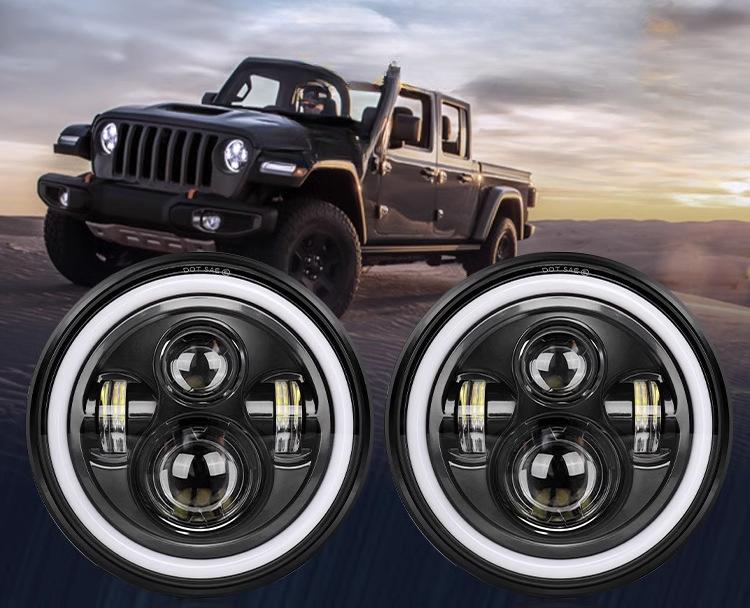 Фары Wrangler Полностью круглые 4 бусины 7 дюймов Серебристый низ Фары для мотоцикла Harley, Модифицированный дальний и ближний свет Светодиодные фары