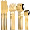 16Pcs Cutlery Set Stainless Steel Golden Dinnerware Western Silverware Set Mirror Flatware Western Dinning Kitchen Tableware