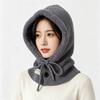 Fleece Wool Balaclava Hat Solid Color Knitted Hat Fashion Winter Cap  Female/Girls