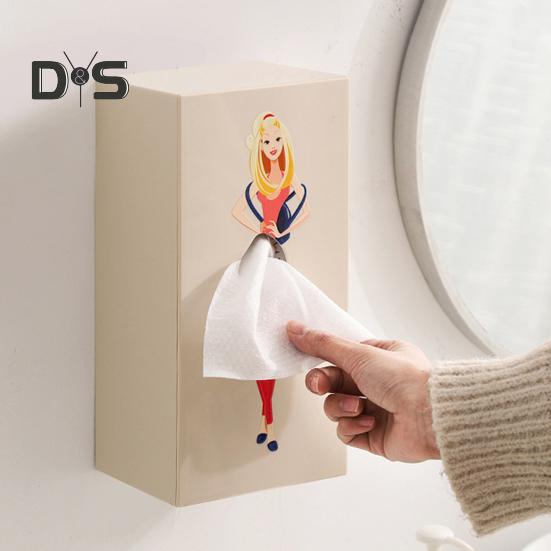 Face Towel Container Storage Box Large Capacity Dustproof Desktop/Wall-Mounted Tissue Storage Bin Paper Dispenser Decoration